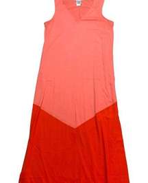 Natori Small Sleeveless Colorblock Maxi Spring Resort Coral Pink Orange Beach