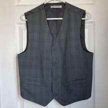 90s workwear vest button front grey y2k office contemporary