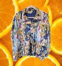 FUDA International 100% Silk Star,‎ Sun And Moon Jacket Size 2XL