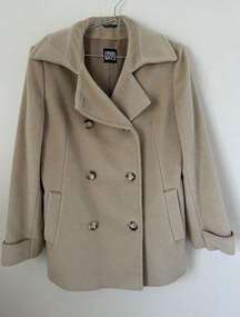 Cinzia Rocca Cream Pure Virgin Wool Coat Jacket Stitching Made in Italy Size 8