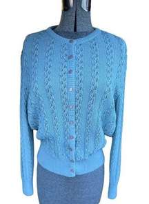 Castleberry London NY Vintage Blue Cable-Knit Cardigan