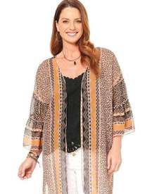 NWT Democracy Quarter Double Ruffle Sleeve Boho Duster Size Small/Medium