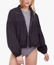 Free People Balloon Bomber Jacket in Black Size Small Oversized Lightweight