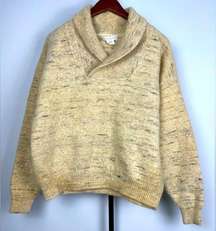 Vintage Wills & Co. Cream Wool Crossover Shawl Collared Pullover Sweater