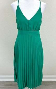 Jessica Simpson Womens Strapless V Neck Pleated Midi Dress Green Size S