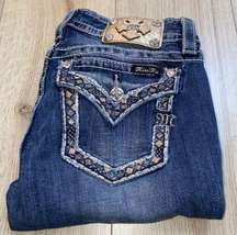 Miss me signature cuffed capri cropped crop blue jeans denim