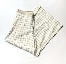 Elevenses Neutrl Grid Embroidered Waist Wide Leg Cropped Pants