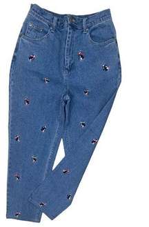 Size 10 Quacker Factory Women's Embroidered Penguin Mom Jeans