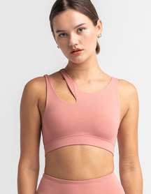 Pink Cutout Strap Sports Bra