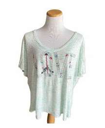 Womens Belle De Jour Love Tribal Heathered Burnout Tee Shirt - Sz 3X