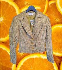 New To the Max Yellow Plaid Tweed Blazer‎ Size Small