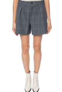 Ganni Womens Shorts High-Waisted Mini Suit Dress Plaid Forerver Blue Size 40 NWT