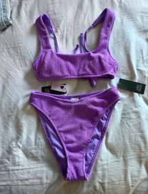 NWT Purple Ribbed Two Piece Bikini Set