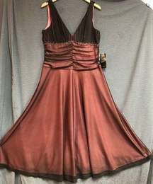 NWT JS boutique 16 coral under dress and a mesh brown overlay with rushing