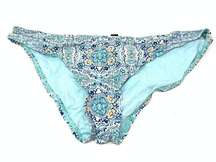 Cikada Women's Size 10 Geometric Cheeky Bikini Bottom Blue Print