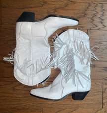 White tassel cowboy boots