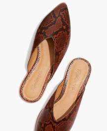 The Emilia Snakeskin Mule Slip On Leather Sandals Burgundy Black NEW