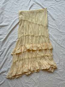 yellow ruffle maxi skirt 
