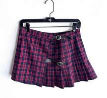 Brandy Melville One Size XS/S Red Plaid Pleated Mini Skirt