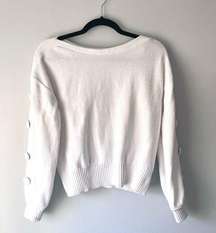 Banana Republic White Sweater Buttoned Sleeves