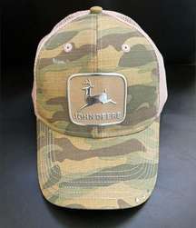 John Deere Logo Adjustable Green Camo Pink SnapBack Tractor Trucker Hat