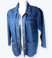 Cabin Creek Vintage Womens Blue Denim Button Shirt Jacket PM