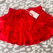 Day Moon Red Ruffle Skirt