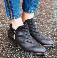 Free People Southern Cross Black Leather Cutout Booties size 40 US 9-9.5