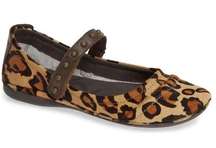 OTBT Ballet Flats Mary Janes Gamine Camel Leopard Leather Memory Foam US 6