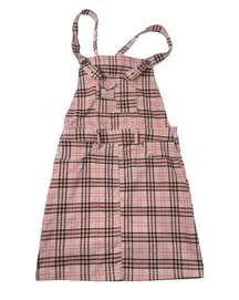 Like An Angel Pink & Black Plaid Overall Dress