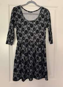 Black Lace Textured Vintage Style  Cottage Core Dress