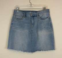 LC Lauren Conrad | Light Wash Raw Hem Mini Denim Skirt Size 14 Women's