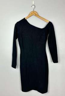 NWT L’AGENCE One Shoulder Long Sleeve Black Cocktail Sheath Dress Small