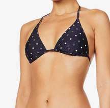 NWT Ted Baker Dahleya Navy Polka-Dot Triangle Bikini Top, Navy and Gold, XS