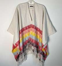 American Eagle AE Shawl Poncho Southwestern Multicolor OS One Size Fringe Soft