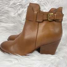 Melody Womens Brown Leather Ankle Booties Size 8