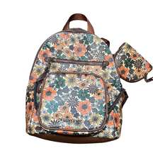 Madden Retro Floral Mini Backpack + Coin Purse Faux Leather Like New