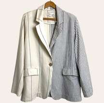 NWT Vintage Havana Women's Medium Cream/ Navy  Stripe Linen Blazer