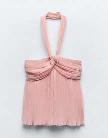 Pink Pleated Knot Top