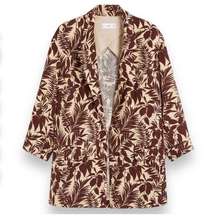 NWT MNG Mango Women’s Tropical Linen Oversized Blazer Coat Jacket Brown Size XS