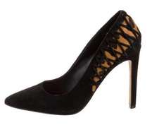 Brian Atwood Vero Cuoio Oriel Suede black and leopard calf hair Heels size 6