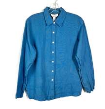 Petite Blue 100% Irish Linen Long Sleeve Lightweight Button Down Top 8