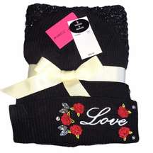 Betsey Johnson Love and Roses Snood and Beanie Black