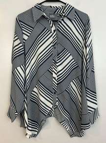 NWT NY & CO Soho Striped Asymmetrical Button Down Shirt Size Medium