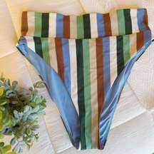 Striped High Waisted Bikini Bottom