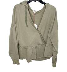 UMGEE peplum hoodie olive green NWT large