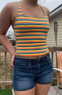 rainbow color tank top with a built in bra