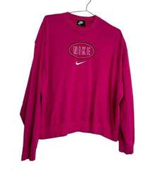 Nike Varsity Hot Pink Sweatshirt Pullover Center Embroidered Logo