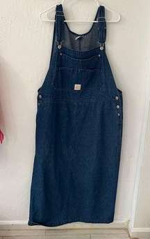 Vintage High Sierra Denim Overall Pinafore Medium Dark Wash Midi Dress XL