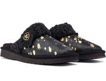 Jackie Indoor Outdoor Square Toe Black & Gold Slippers